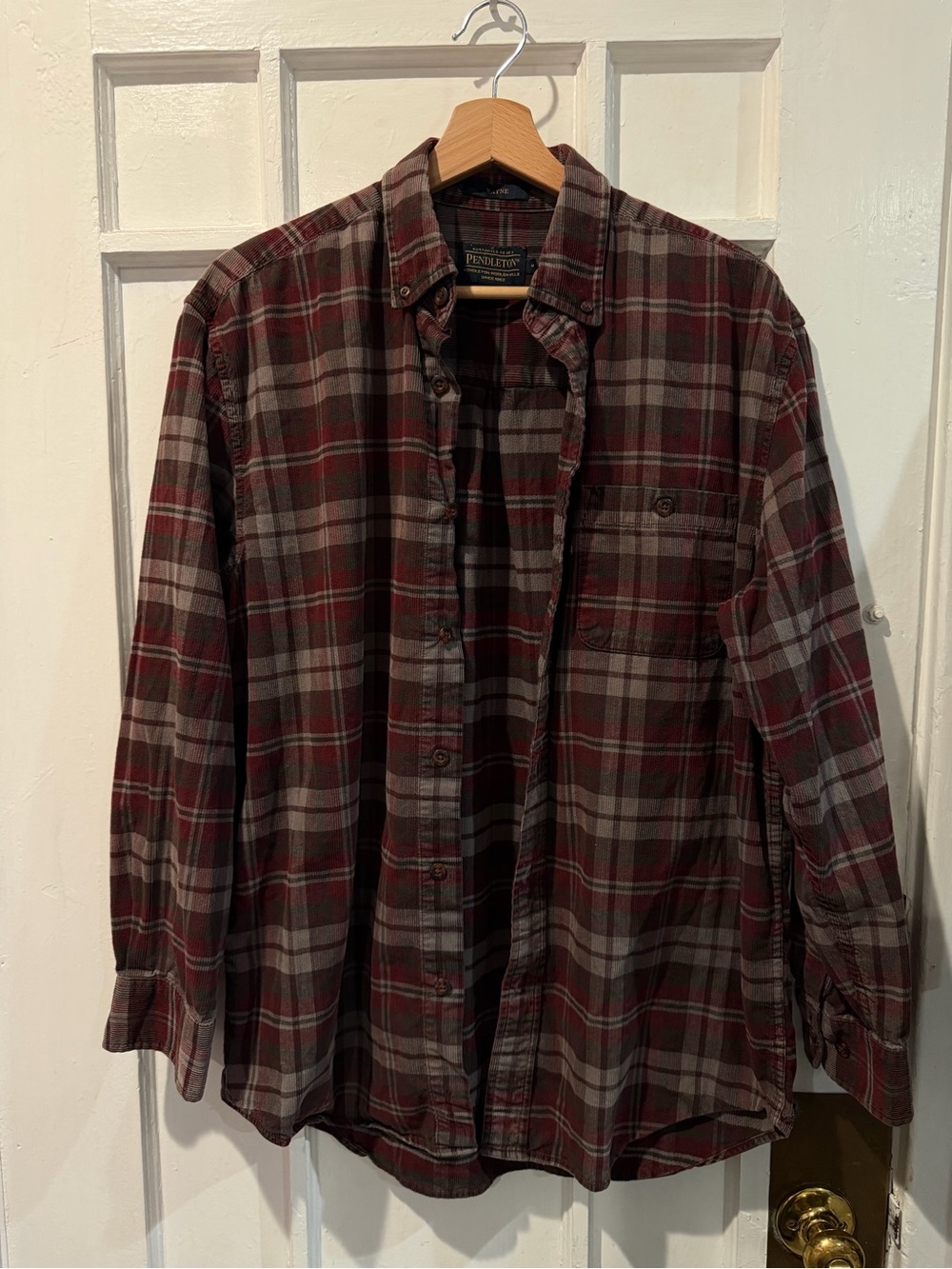 Pendleton Burgundy and Gray Plaid Button-Down Shirt